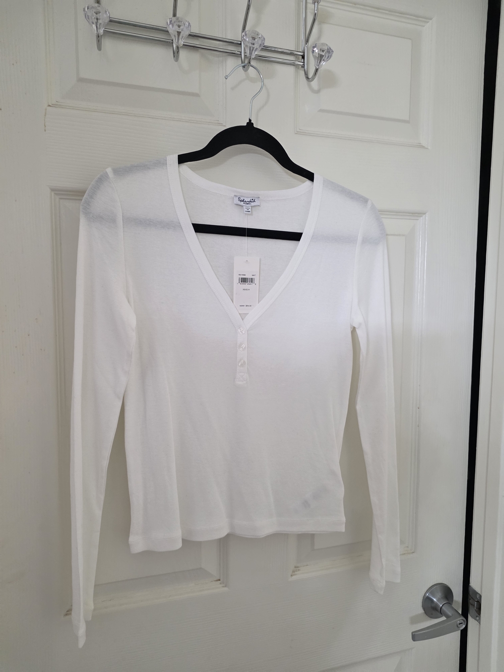 Splendid White Long-Sleeve V-Neck Henley